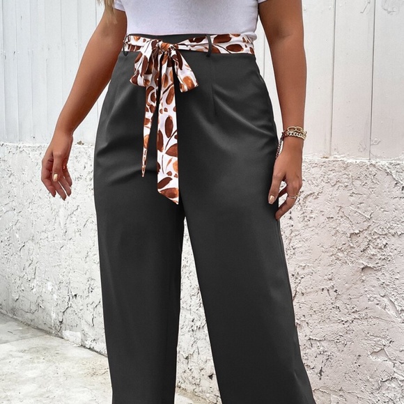 Plus Black Wide Leg Work Pants Minimalist - Picture 9 of 10